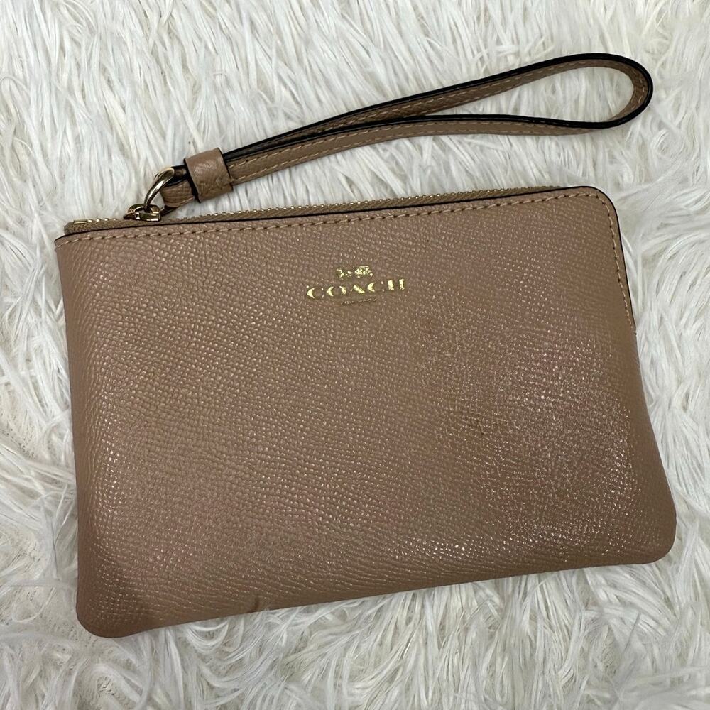 COACH Taupe Zip Wristlet
